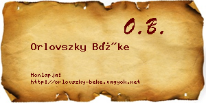 Orlovszky Béke névjegykártya